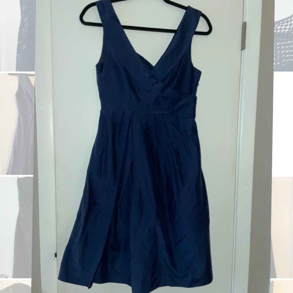 Navy Blue Silk Blend Dress